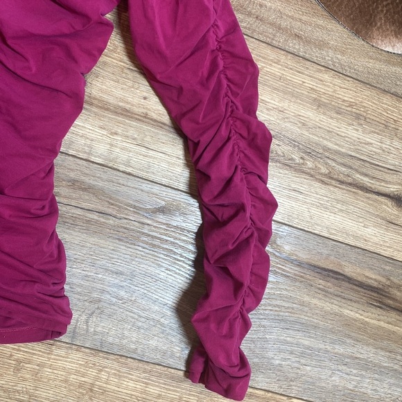 Sundance Long Sleeve Ruched Scoop Neck pink Cotton Blend Women's Top - Picture 6 of 10